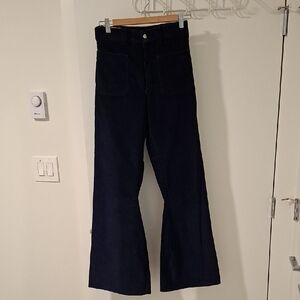 Seafarer Vintage Women's Navy Blue Super Flare Corduroys (Size 25/26)